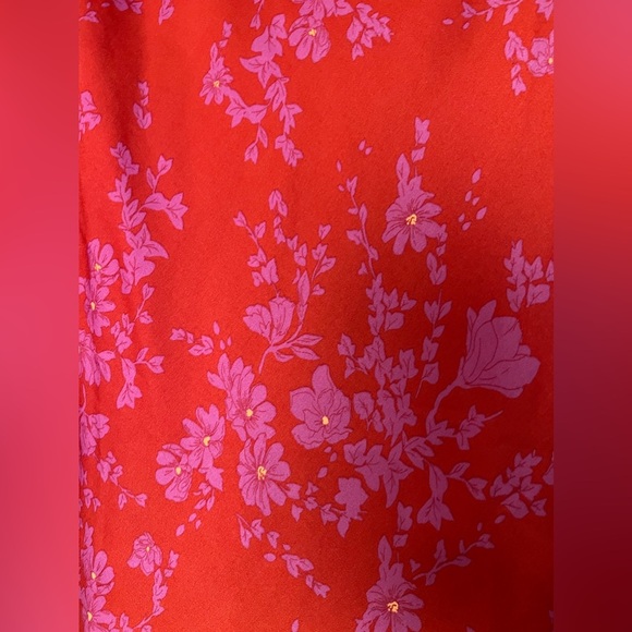 Free People Aries Red Floral Long Sleeve Open Back Mini Dress size Small - Picture 5 of 14